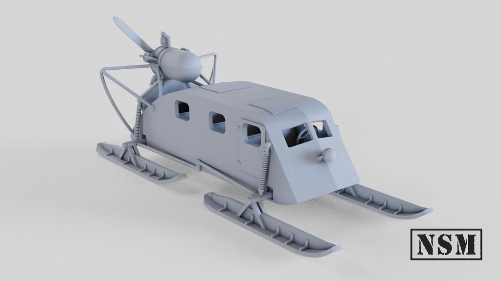 Aerosan NKL-16 - WWII Soviet Propeller-Driven Snow Sled - 3D Printed Wargaming Miniature