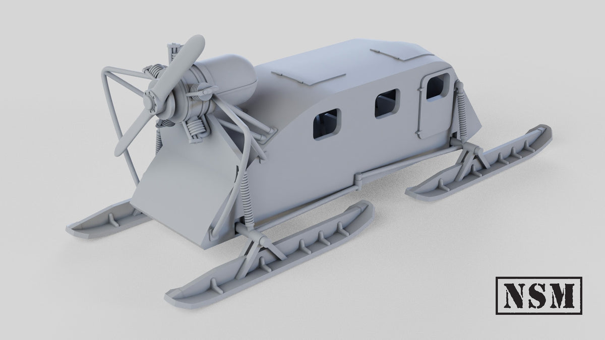Aerosan NKL-16 - WWII Soviet Propeller-Driven Snow Sled - 3D Printed Wargaming Miniature