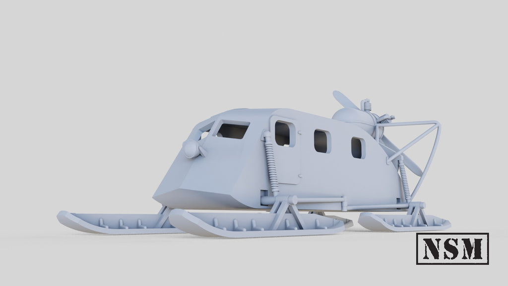 Aerosan NKL-16 - WWII Soviet Propeller-Driven Snow Sled - 3D Printed Wargaming Miniature
