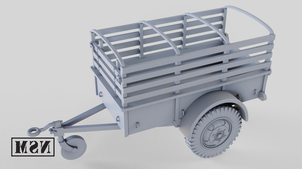 Ben Hur 1-Ton Cargo Trailer - WWII US Army Towed Trailer - 3D Printed Wargaming Miniature