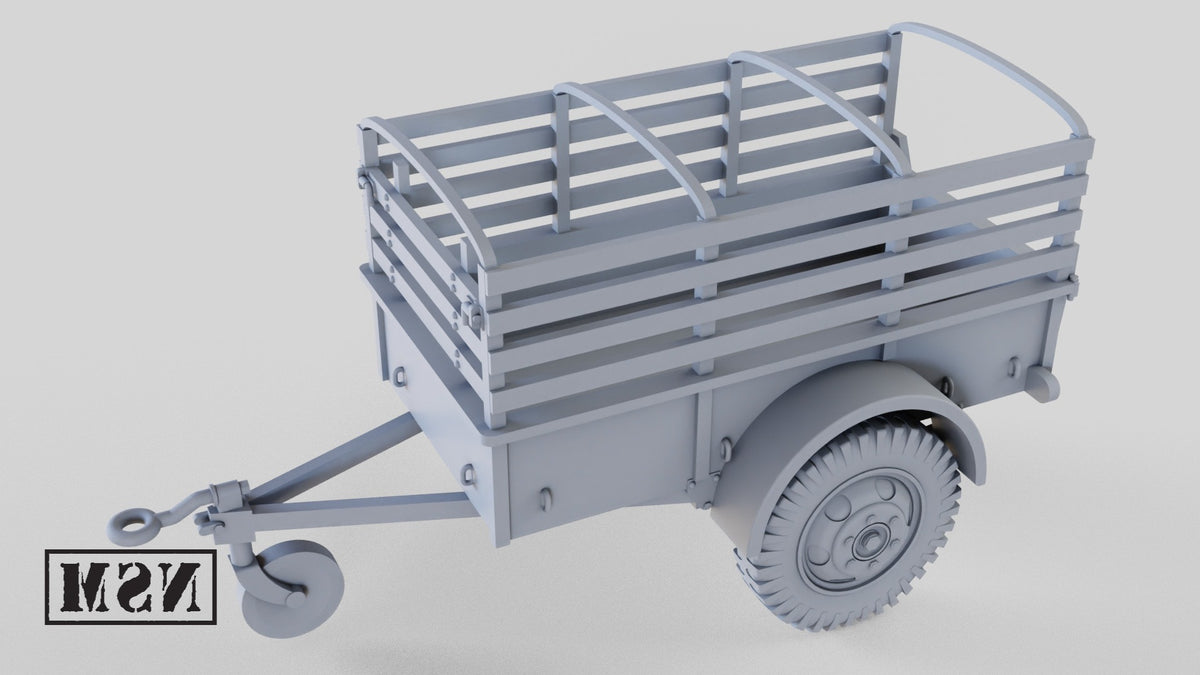 Ben Hur 1-Ton Cargo Trailer - WWII US Army Towed Trailer - 3D Printed Wargaming Miniature