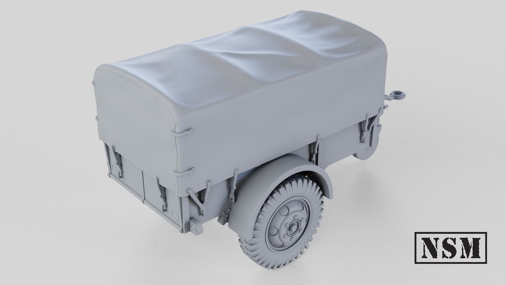 Ben Hur 1-Ton Cargo Trailer - WWII US Army Towed Trailer - 3D Printed Wargaming Miniature