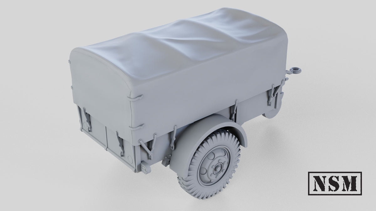Ben Hur 1-Ton Cargo Trailer - WWII US Army Towed Trailer - 3D Printed Wargaming Miniature