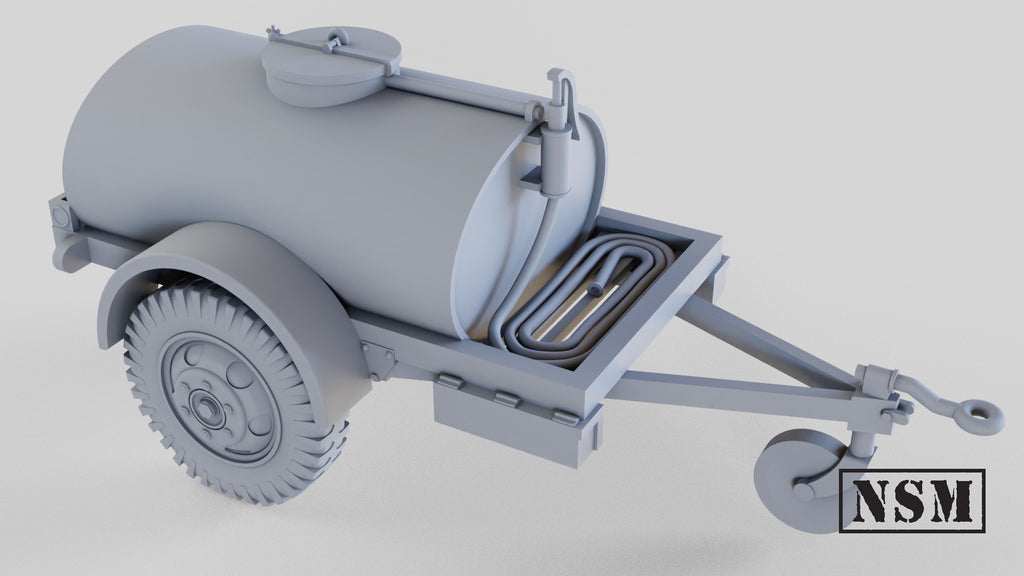 G527 250-Gallon Water Trailer - WWII US Army Towed Trailer - 3D Printed Wargaming Miniature