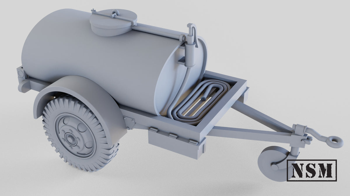 G527 250-Gallon Water Trailer - WWII US Army Towed Trailer - 3D Printed Wargaming Miniature