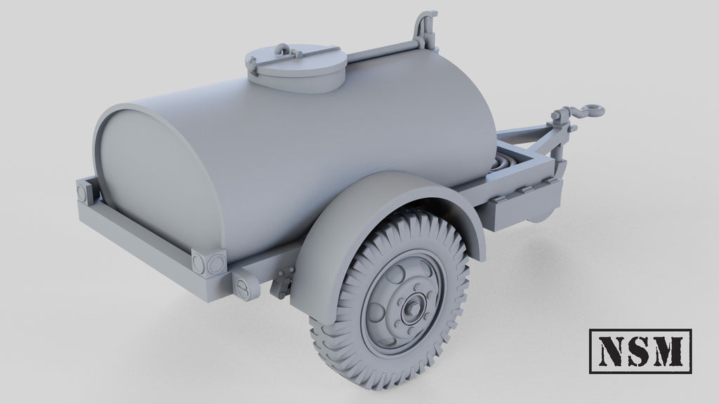 G527 250-Gallon Water Trailer - WWII US Army Towed Trailer - 3D Printed Wargaming Miniature