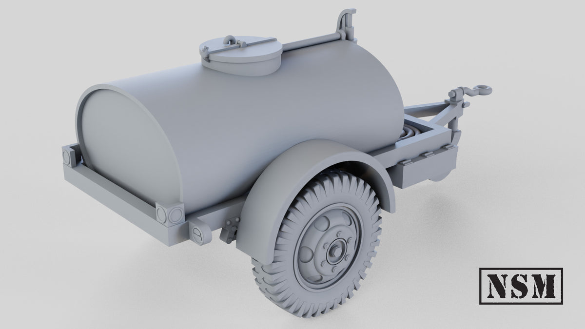 G527 250-Gallon Water Trailer - WWII US Army Towed Trailer - 3D Printed Wargaming Miniature