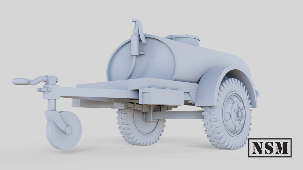 G527 250-Gallon Water Trailer - WWII US Army Towed Trailer - 3D Printed Wargaming Miniature