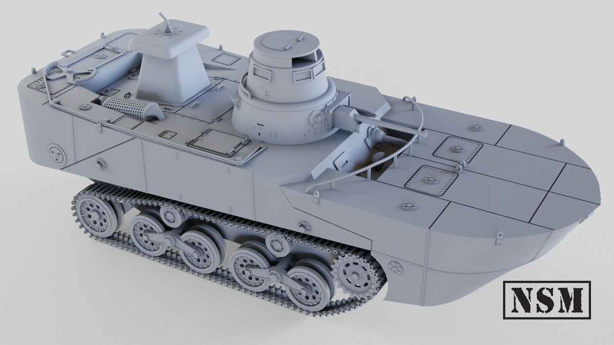 Type 2 Ka-Mi Amphibious Tank - WWII Japanese Navy - 3D Printed Wargaming Miniature