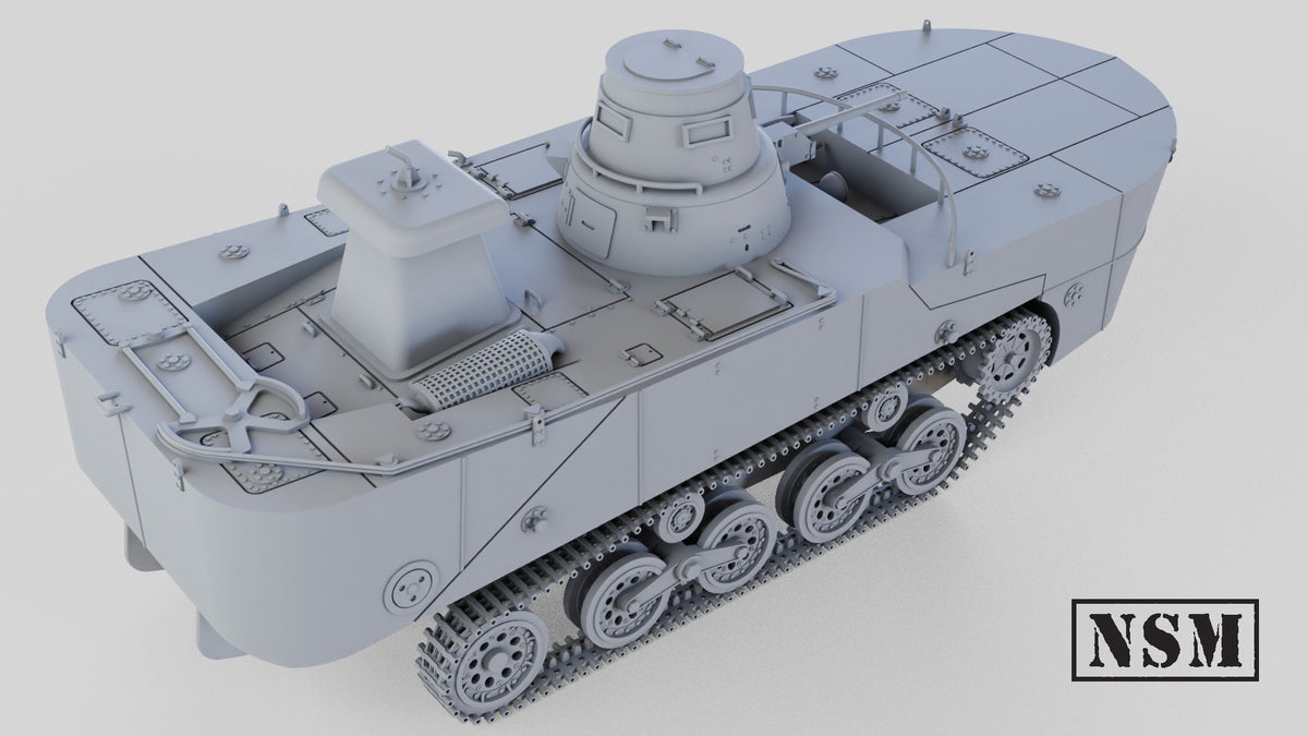 Type 2 Ka-Mi Amphibious Tank - WWII Japanese Navy - 3D Printed Wargaming Miniature