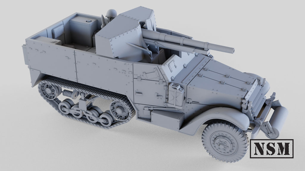 M3 75mm GMC Halftrack - WWII US or British Tank Destroyer - 3D Printed Wargaming Miniature