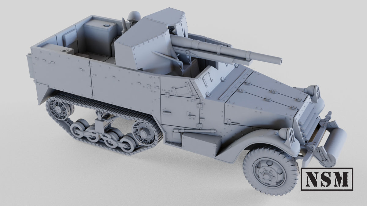 M3 75mm GMC Halftrack - WWII US or British Tank Destroyer - 3D Printed Wargaming Miniature