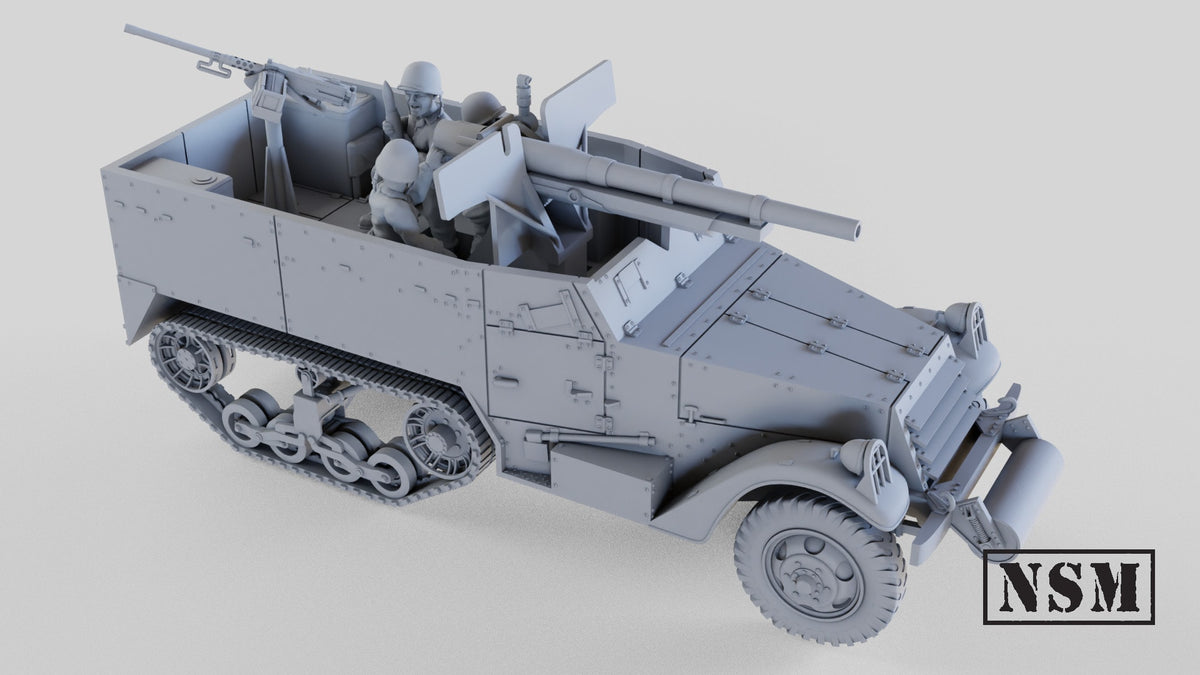 M3 75mm GMC Halftrack - WWII US or British Tank Destroyer - 3D Printed Wargaming Miniature