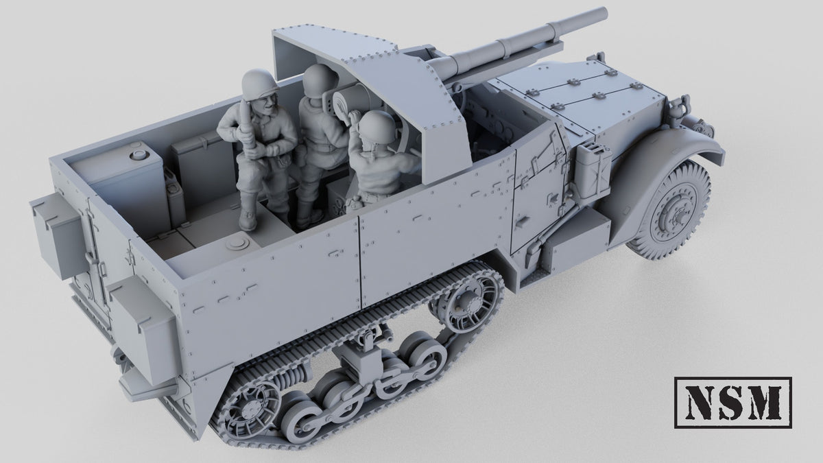 M3 75mm GMC Halftrack - WWII US or British Tank Destroyer - 3D Printed Wargaming Miniature