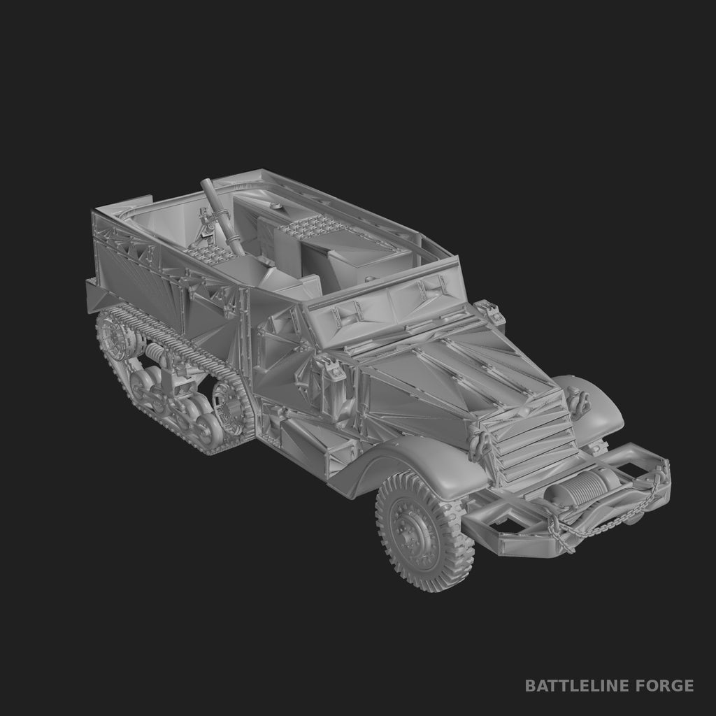 M4 81mm Mortar Carrier Late Production - WWII US Army Halftrack - 3D Printed Miniature