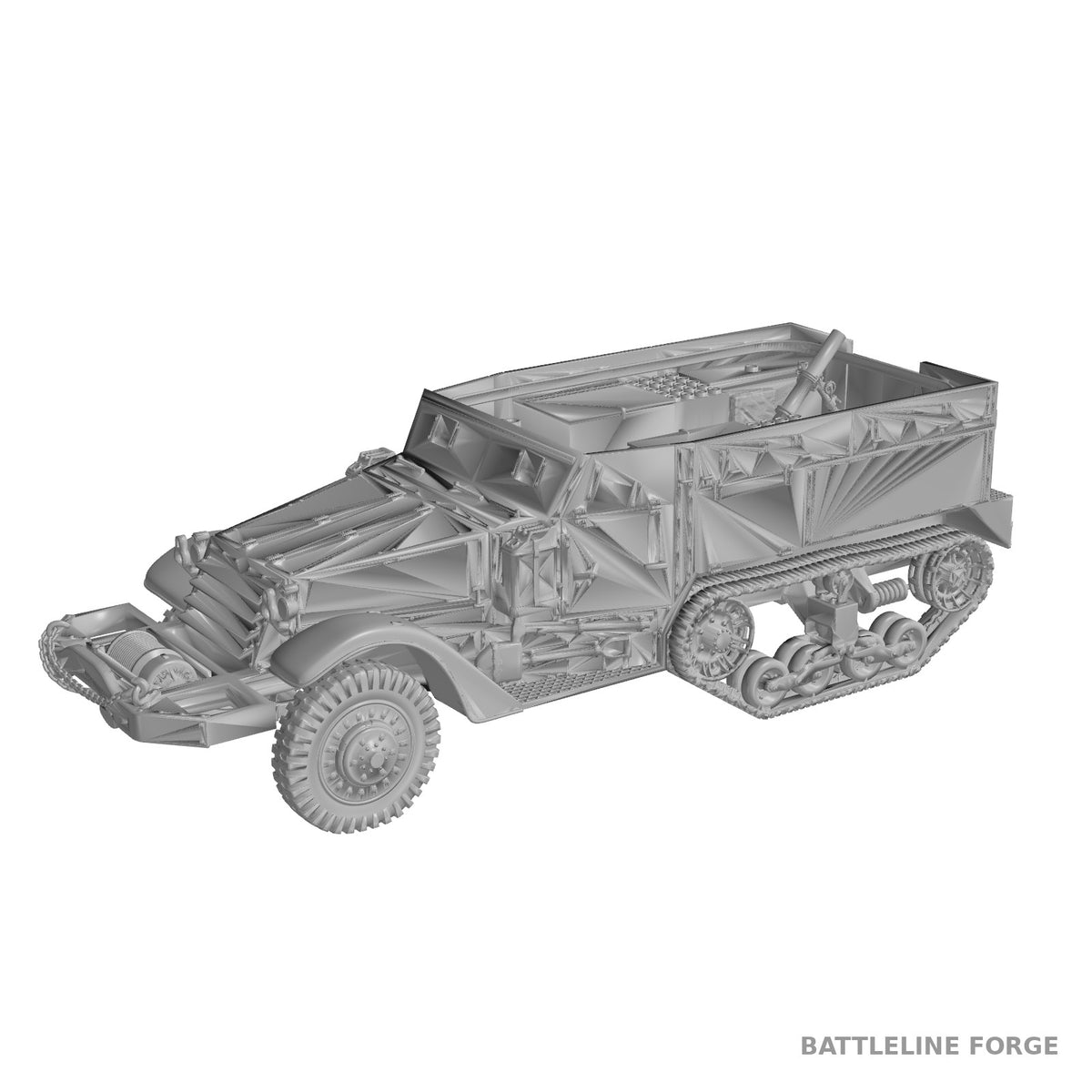 M4 81mm Mortar Carrier Late Production - WWII US Army Halftrack - 3D Printed Miniature