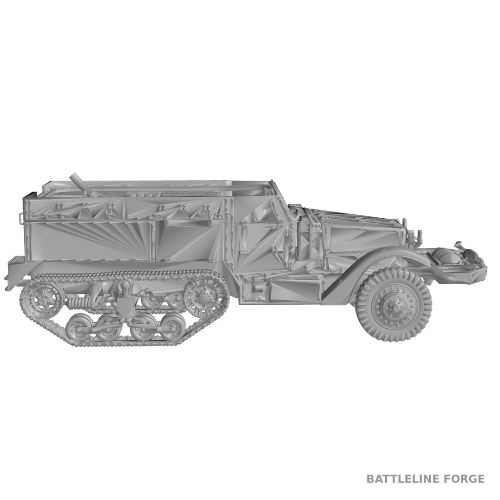 M4 81mm Mortar Carrier Late Production - WWII US Army Halftrack - 3D Printed Miniature