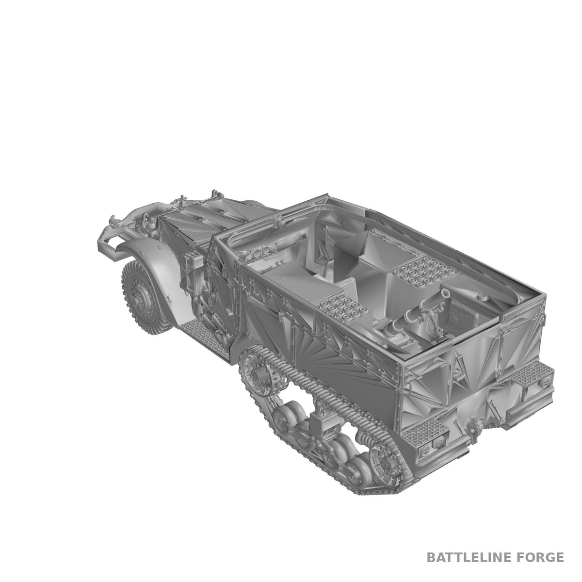 M4 81mm Mortar Carrier Late Production - WWII US Army Halftrack - 3D Printed Miniature