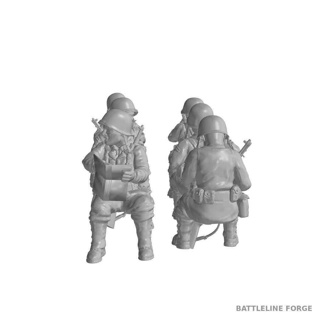 US Army Halftrack Passengers - 6 Seated WWII Soldiers - 3D Printed Wargaming Miniatures