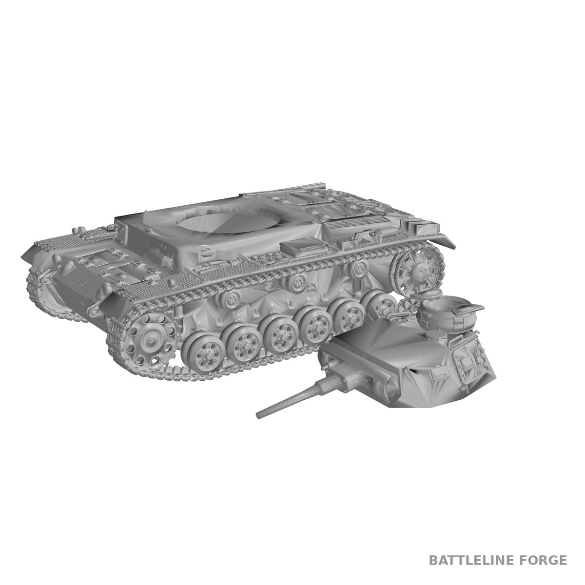 Destroyed Panzer III Ausf G - Battle Damaged Wreck - WWII Wargaming Terrain - 3D Printed