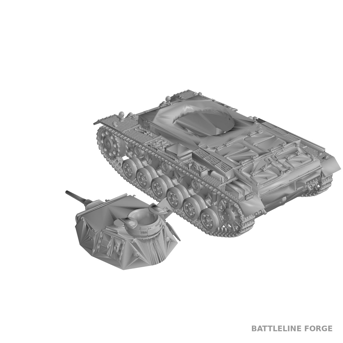 Destroyed Panzer III Ausf G - Battle Damaged Wreck - WWII Wargaming Terrain - 3D Printed