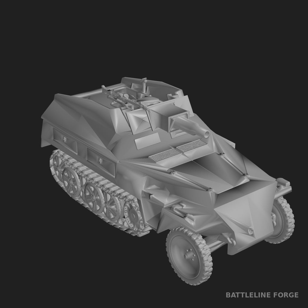 Sd.Kfz. 250/8 Halftrack - WWII German 7.5cm Support Vehicle - 3D Printed Wargaming Miniature