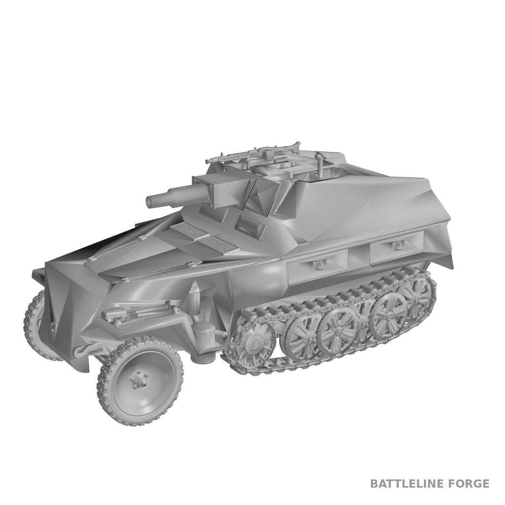 Sd.Kfz. 250/8 Halftrack - WWII German 7.5cm Support Vehicle - 3D Printed Wargaming Miniature