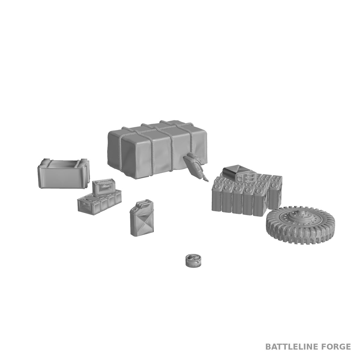 US Halftrack Stowage Set - WWII Crates, Jerry Cans, Ammo and Gear - 3D Printed Wargaming Accessories