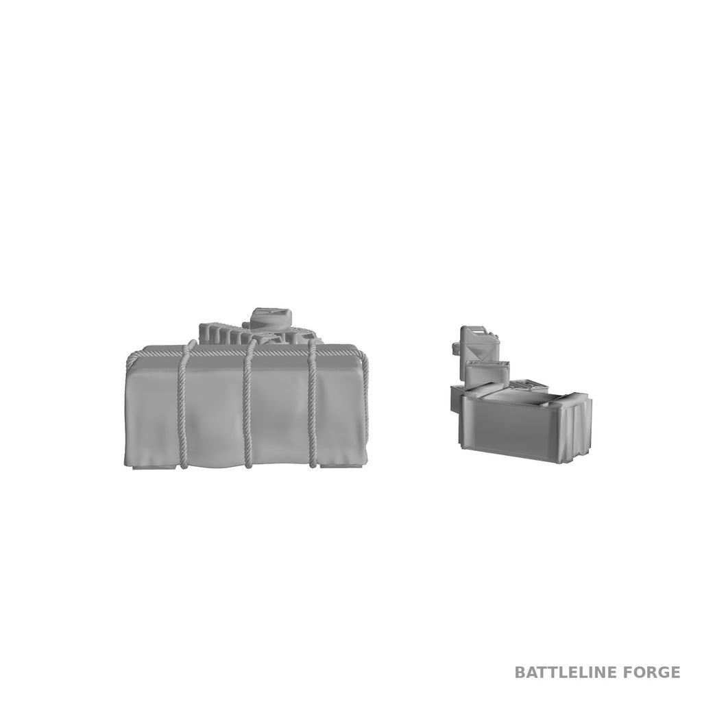 US Halftrack Stowage Set - WWII Crates, Jerry Cans, Ammo and Gear - 3D Printed Wargaming Accessories