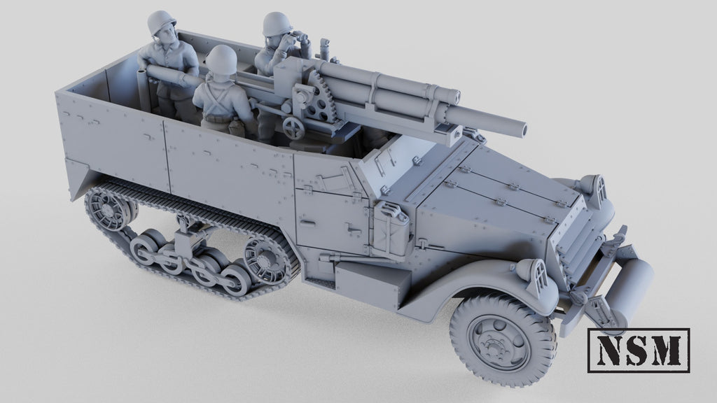 T19 105mm HMC Halftrack - WWII US Army Howitzer Motor Carriage - 3D Printed Miniature