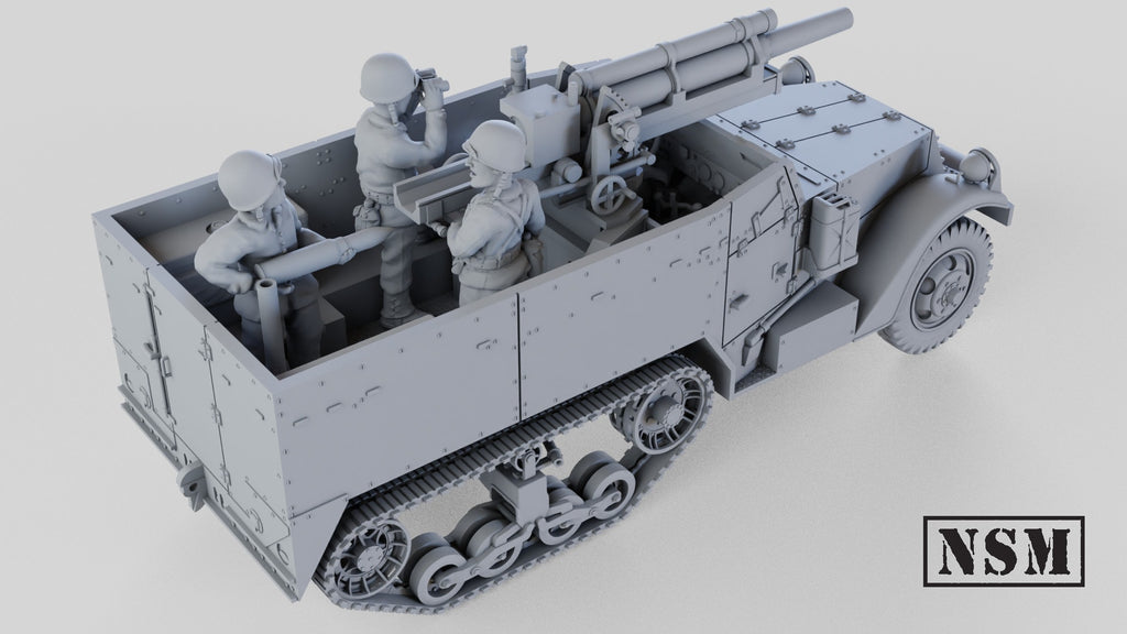 T19 105mm HMC Halftrack - WWII US Army Howitzer Motor Carriage - 3D Printed Miniature