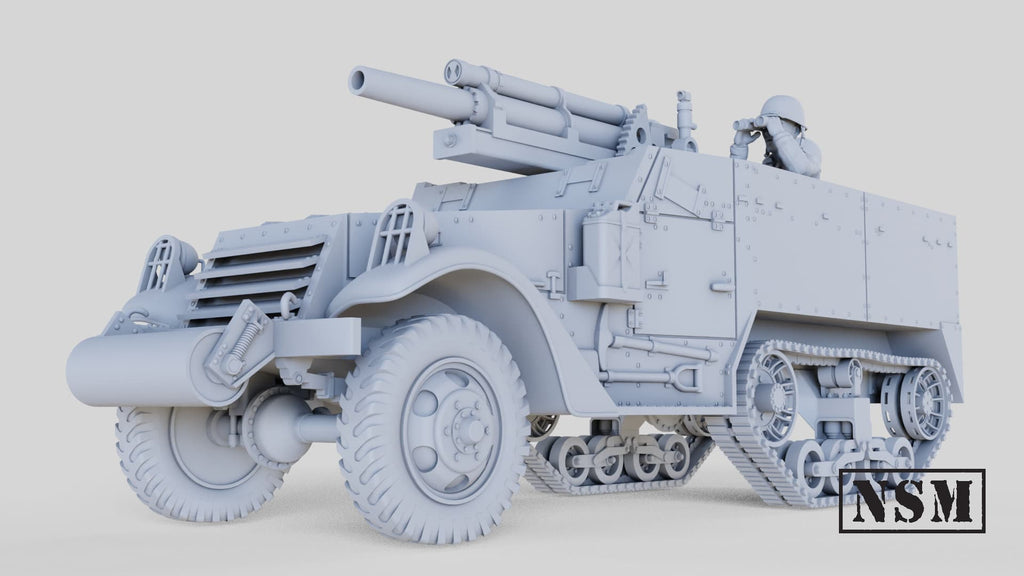 T19 105mm HMC Halftrack - WWII US Army Howitzer Motor Carriage - 3D Printed Miniature