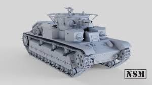 Soviet T-28 Medium Tank 3D Printed Unpainted WWII Bolt Action 28mm Multiple Scales