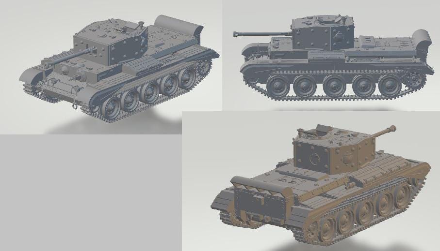 British A27 Cromwell MK IV Tank - WW2/WWII -- Bolt Action 28mm / 1:56 and Other Scales