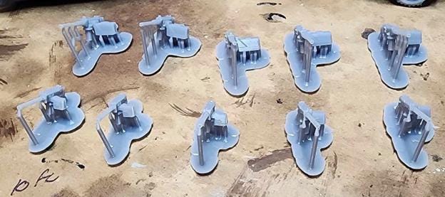 Set of Five 50 Caliber and Five 30 Caliber Guns WW2 Bolt Action 28mm / 1:56 and Other Scales