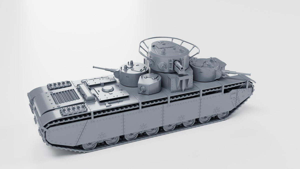 Soviet T-35A Heavy Tank: 3D Printed WWII Miniature - 6 Scales - Bolt Action Compatible