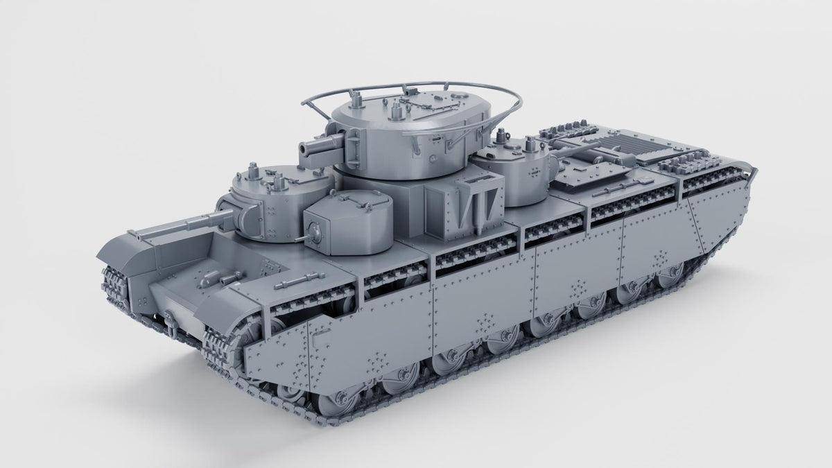 Soviet T-35A Heavy Tank: 3D Printed WWII Miniature - 6 Scales - Bolt Action Compatible