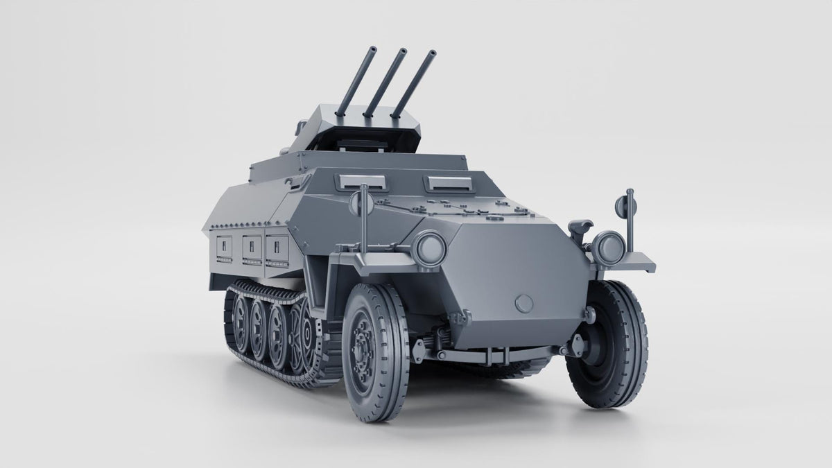 Sd.Kfz. 251 21 Ausf. D Fliegerabwehr Schutzenpanzerwagen Drilling WW2 Bolt Action 28mm / 1:56 and Other Scales