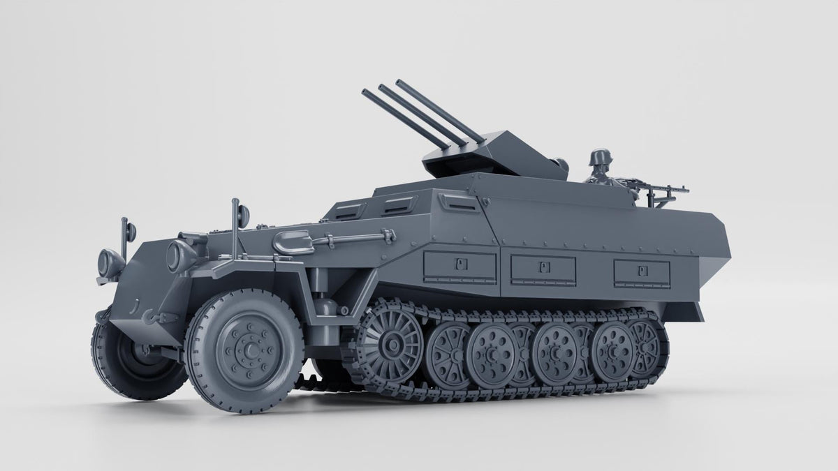 Sd.Kfz. 251 21 Ausf. D Fliegerabwehr Schutzenpanzerwagen Drilling WW2 Bolt Action 28mm / 1:56 and Other Scales