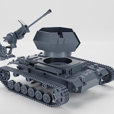 Sd.Kfz. German Flakpanzer III 3 - WW2 / WWII -- Bolt Action 28mm / 1:56 and Other Scales