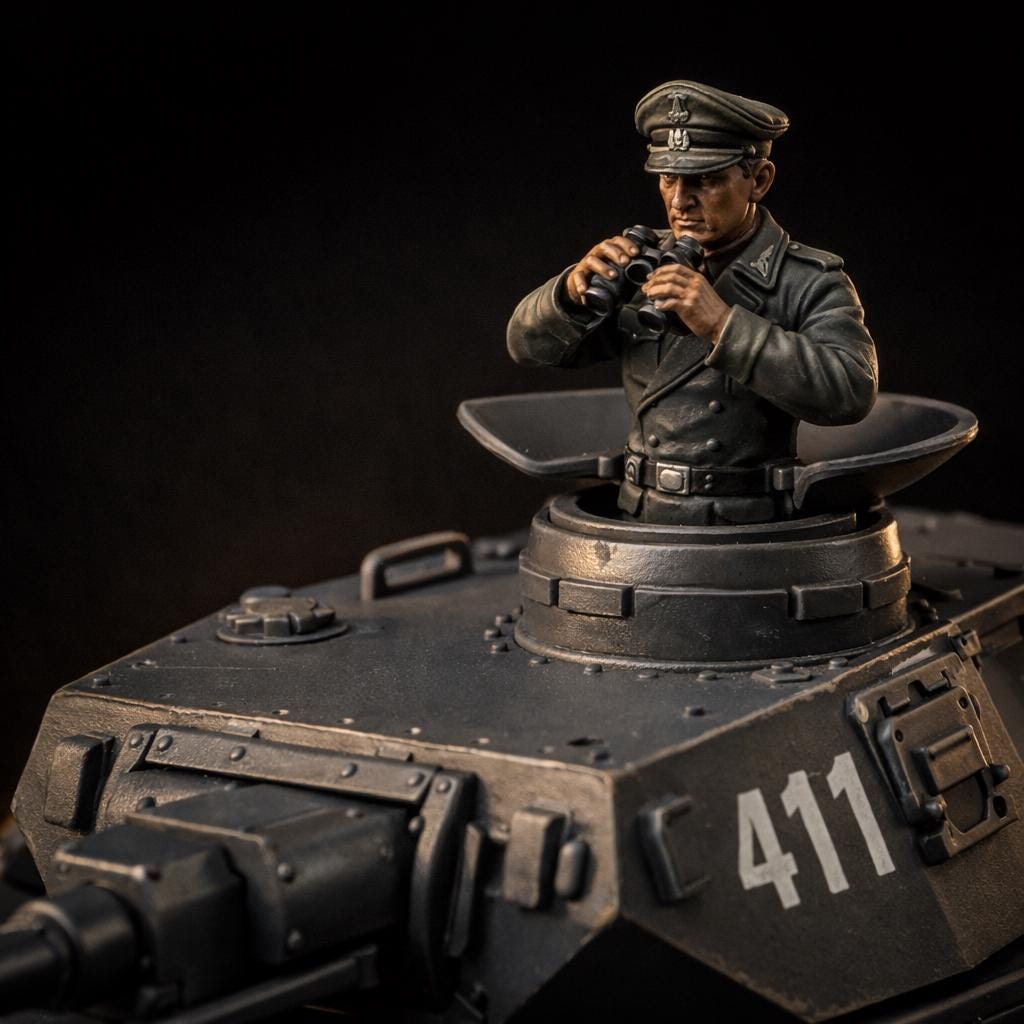 Panzer IV Ausf F1 Tank 3D Printed Unpainted WWII Bolt Action 28mm Commander Figure Multiple Scales