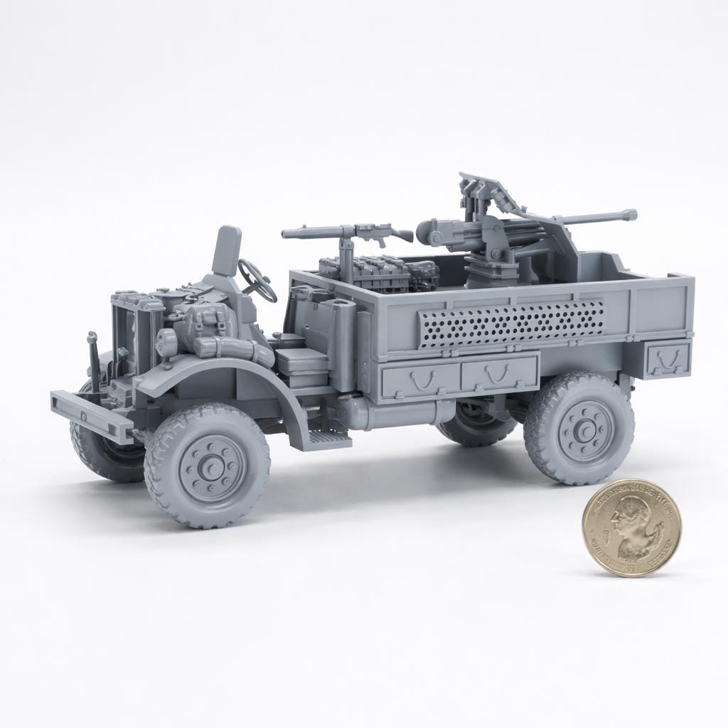 Ford F-30 LRDG – Long Range Desert Group – WWII 3D Printed Resin Miniature – 6 Scales – Bolt Action Compatible