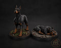 Dogs of War – Dobermann War Dog Two-Pack | WWII 3D Printed Resin Miniature | 6 Scales | Bolt Action Compatible