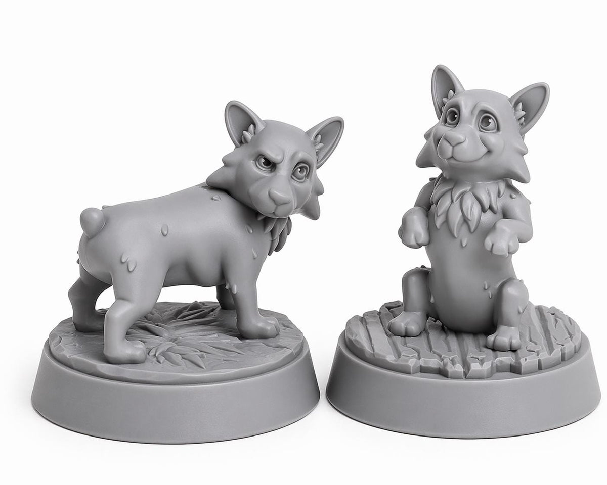 Dogs of War – Corgi Mascot Two-Pack | WWII 3D Printed Resin Miniature | 6 Scales | Bolt Action Compatible