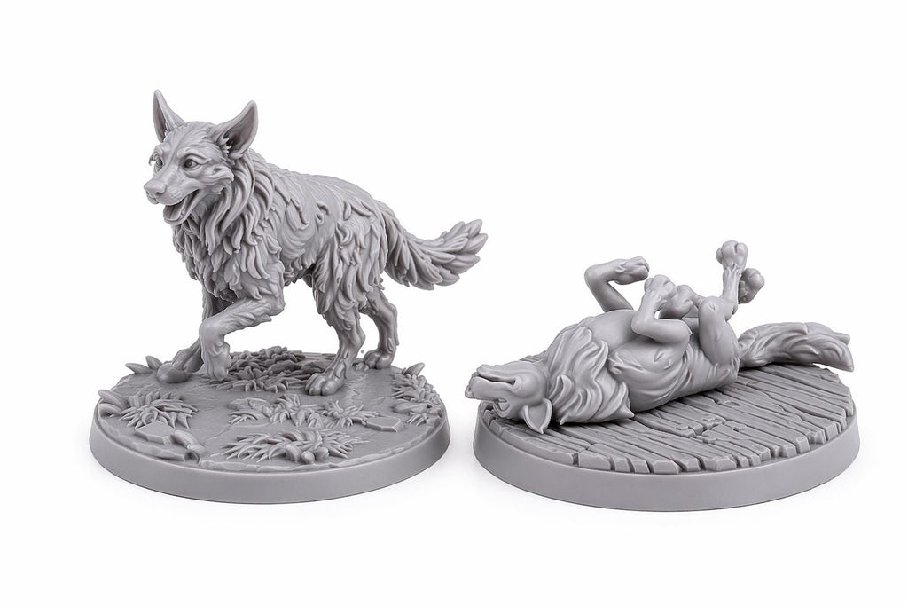 Dogs of War – German Shepherd Two-Pack | WWII 3D Printed Resin Miniature | 6 Scales | Bolt Action Compatible