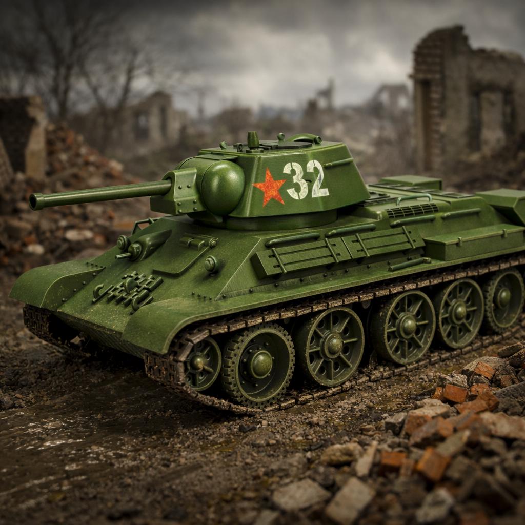 T-34/76 1942 Soviet Tank 3D Printed Unpainted WWII Bolt Action Wargaming Miniature 28mm Multiple Scales Available