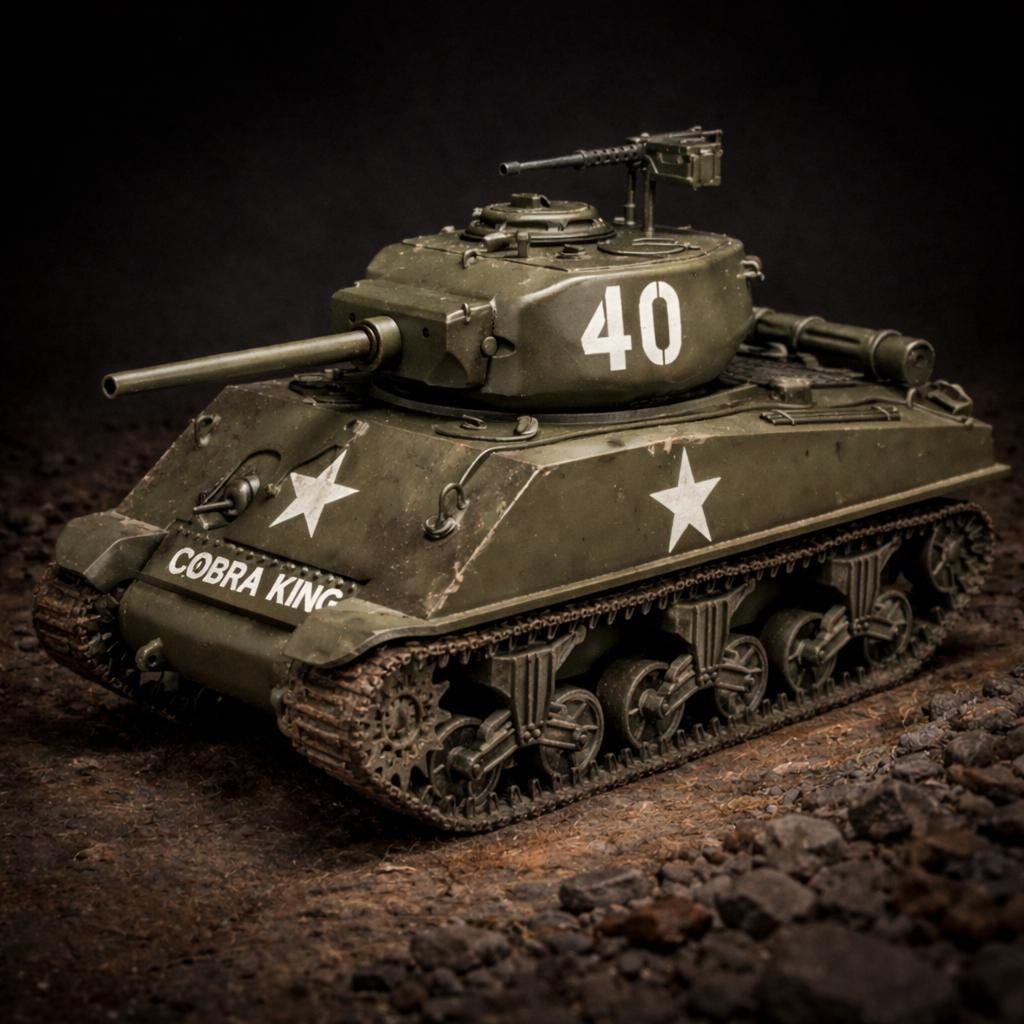 Sherman M4A3E2 Jumbo Cobra King 3D Printed Unpainted WWII Bolt Action 28mm Multiple Scales
