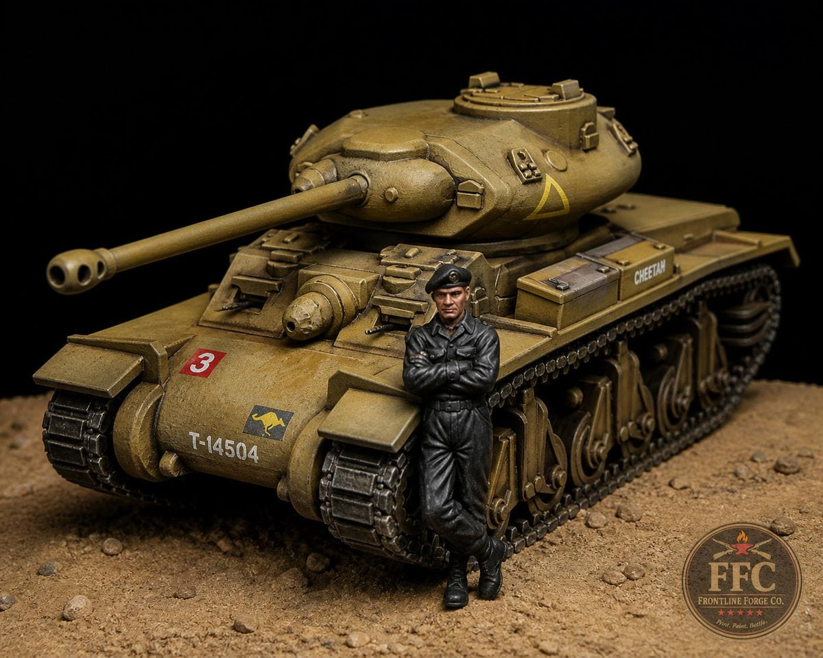 WWII Australian Sentinel AC4 Tank with Crew Figure: Bolt Action - 6 Scales
