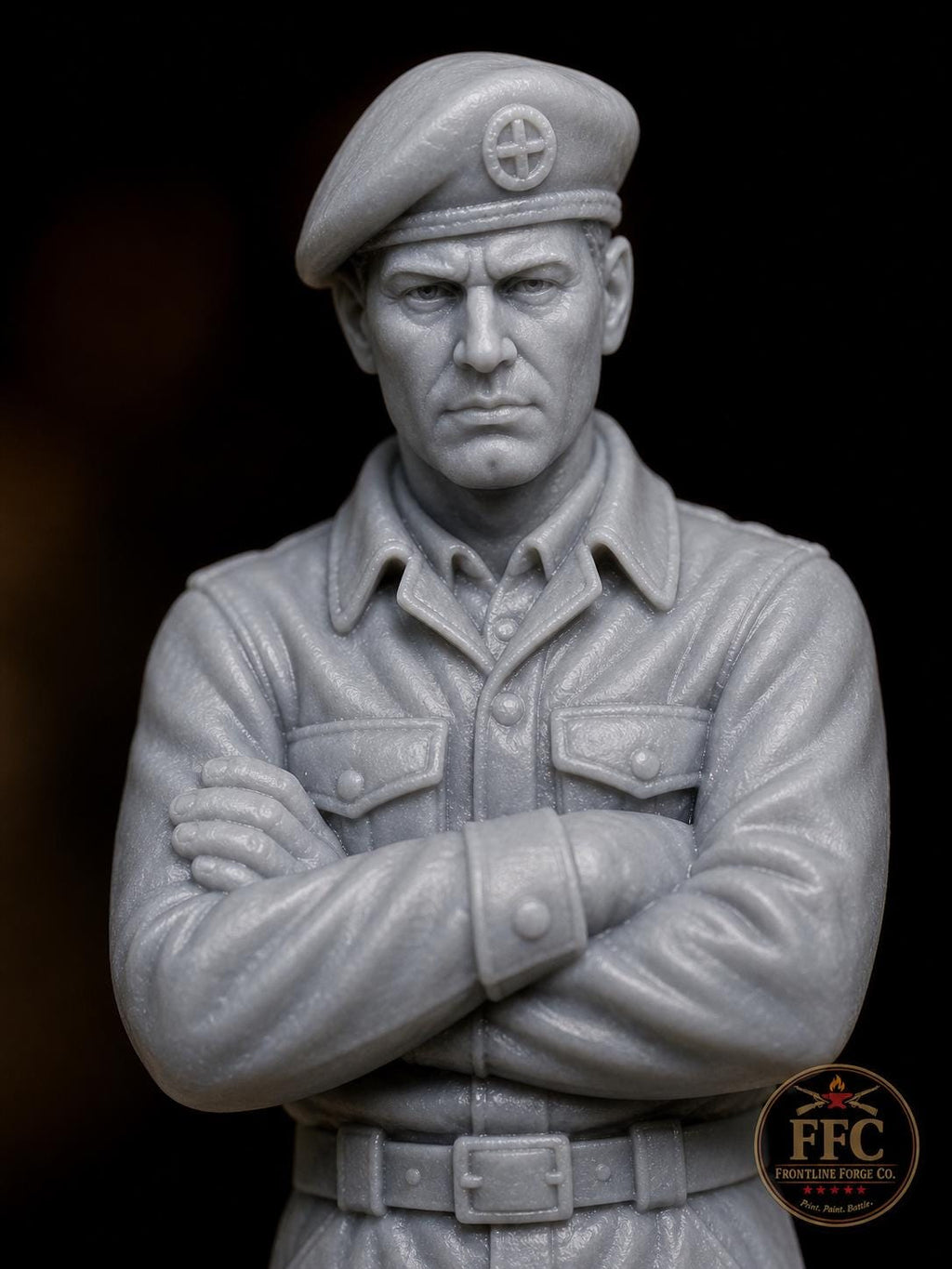 WWII Australian Tank Commander Figure: Arms Crossed Beret - Bolt Action 6 Scales