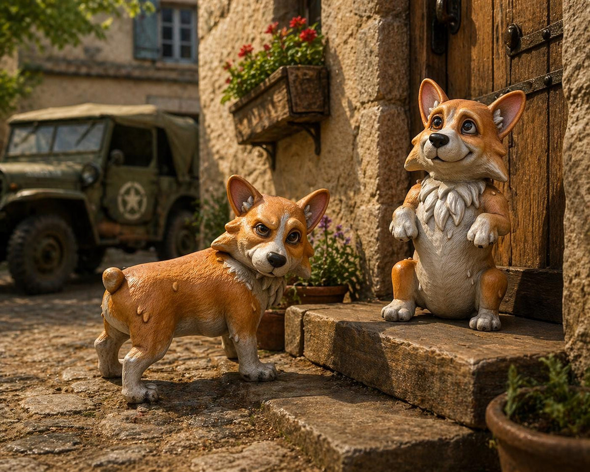 Dogs of War – Corgi Mascot Two-Pack | WWII 3D Printed Resin Miniature | 6 Scales | Bolt Action Compatible